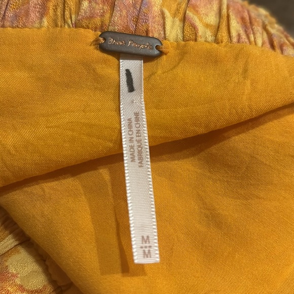 Free People Jael Cutout Mini Dress Golden Yellow Motif Floral Long Sleeve size M - Picture 10 of 11